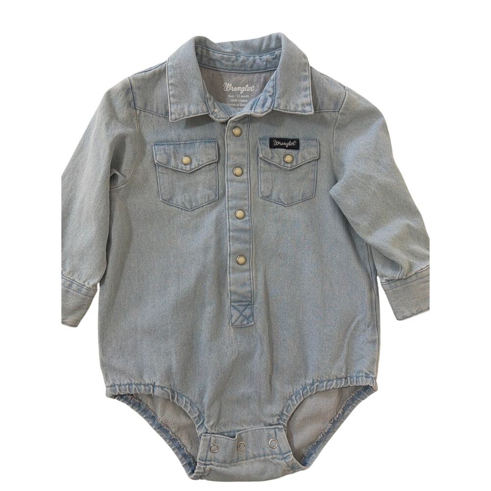 Wrangler Infant 12M Long Sleeve Collared Shirt with Snaps Western Country Cowboy